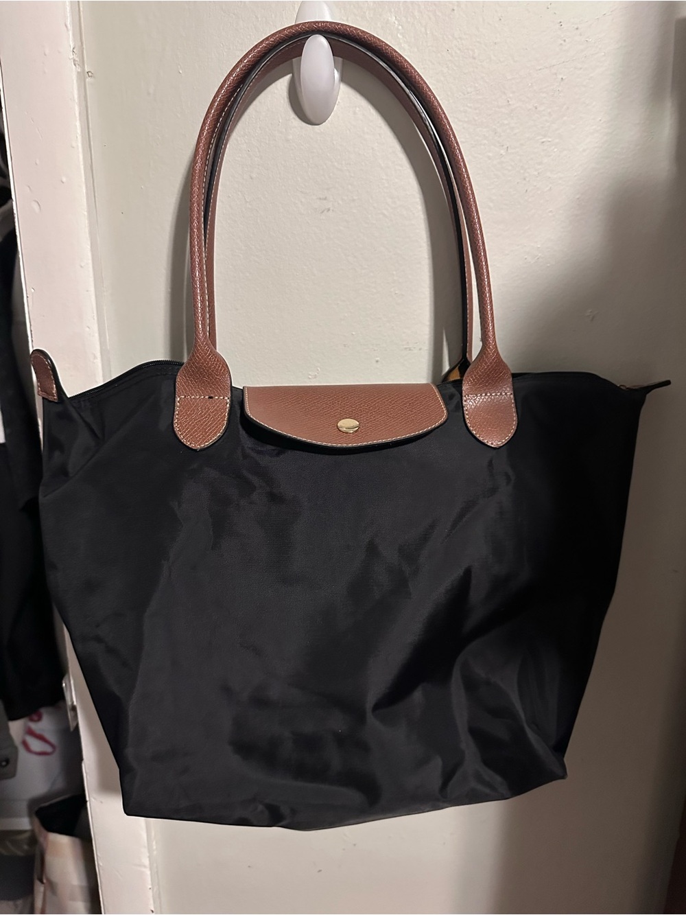 Classic Black Tote with Brown Trim - Designer Style